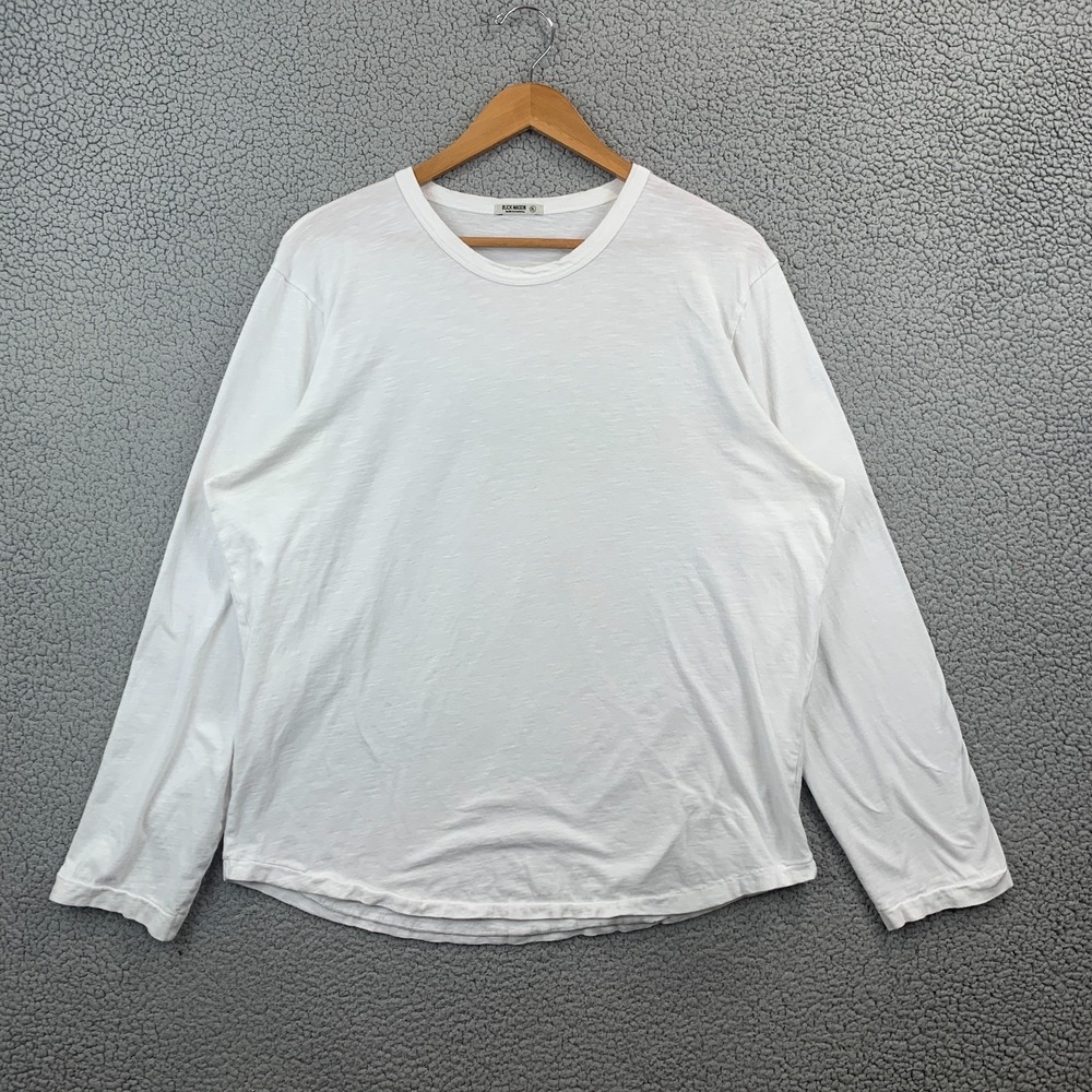Buck Mason Long Sleeve T Shirt Solid White Mens Size XL USA Made